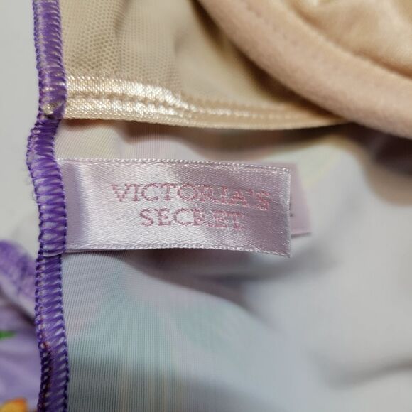 Victoria's Secret Y2K Water Bra Purple Floral One Piece Swimsuit Women's Size 14 - Picture 9 of 16